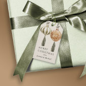 Elegante Ornamenten Vrolijk kerstfeest met namen Cadeaulabel