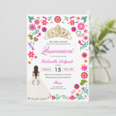 Elegante Otomi borduurwerk Quinceañera uitnodiging (Staand voorkant)