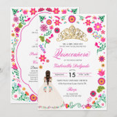 Elegante Otomi borduurwerk Quinceañera uitnodiging (Voorkant / Achterkant)