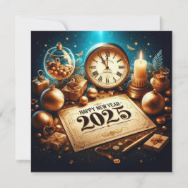Elegante Oud en Nieuw 2025 Viering Feestdagenkaart