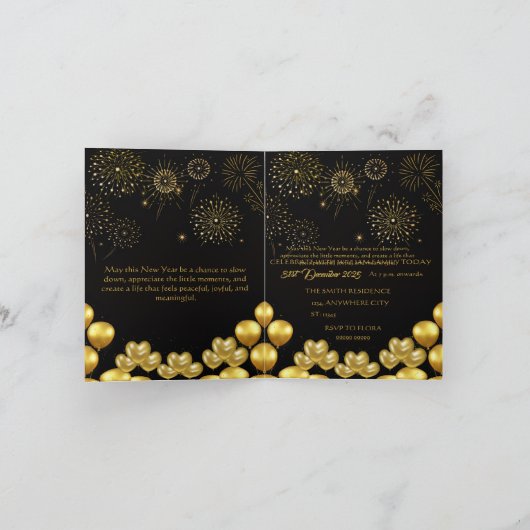 Elegante Oud en Nieuw uitnodigingskaart Feestdagen Kaart (Binnen)