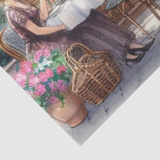 Elegante Oud Franse Bakkerij Cafe Tissue Papier (Detail)