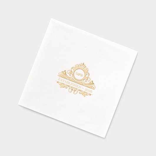 Elegante Oud Geld Esthetische Trouwkist Monogram Folie Servetten (Links)