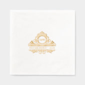 Elegante Oud Geld Esthetische Trouwkist Monogram Folie Servetten (Voorkant)