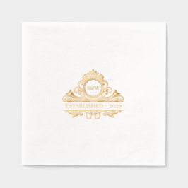 Elegante Oud Geld Esthetische Trouwkist Monogram Folie Servetten