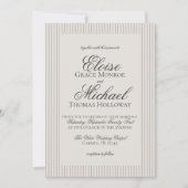 Elegante Oud Geld Script Neutral Stripe Wedding Kaart (Voorkant)
