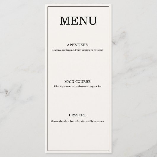 Elegante 'Oud Geld' Trouwmenukaart Menu (Voorkant)