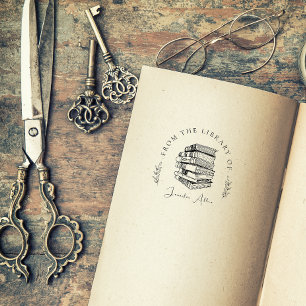 Elegante Oude Bibliotheekboeken Chique Aangepaste  Rubberstempel