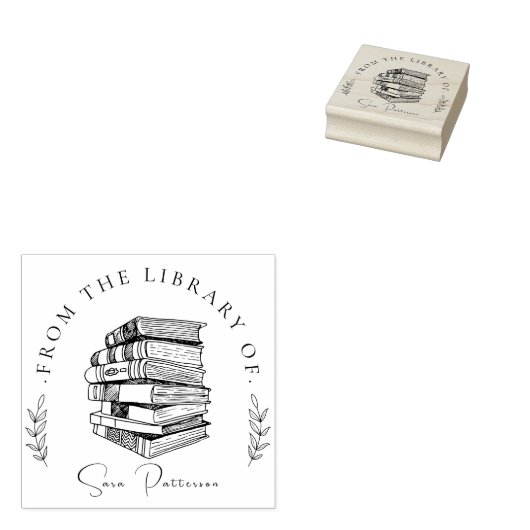 Elegante Oude Bibliotheekboeken Chique Aangepaste  Rubberstempel (Gestempeld)