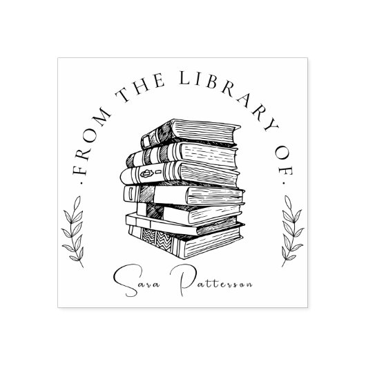 Elegante Oude Bibliotheekboeken Chique Aangepaste  Rubberstempel (Afrduk)