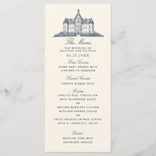 Elegante oude Chateau Manor bruiloft Menu