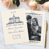 Elegante oude Chateau Manor bruiloft Save The Date