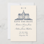 Elegante oude Chateau Manor bruiloft Save The Date (Voorkant)