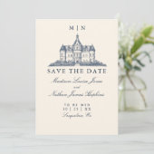 Elegante oude Chateau Manor bruiloft Save The Date (Staand voorkant)