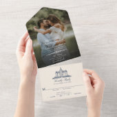 Elegante Oude Chateau Manor Trouwfoto All In One Uitnodiging (Afscheurbaar)