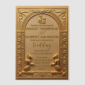 Elegante oude Egyptische gouden bruiloft Vellum Uitnodigingen (Voorkant)