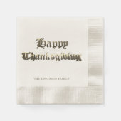 Elegante oude Engelse belettering Happy Thanksgivi Servet (Voorkant)