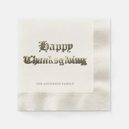 Elegante oude Engelse belettering Happy Thanksgivi Servet (Voorkant)