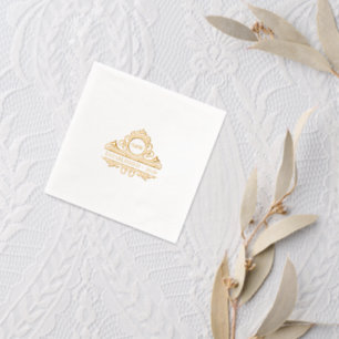 Elegante Oude Geld Esthetische Trouw Crest Monogra Folie Servetten