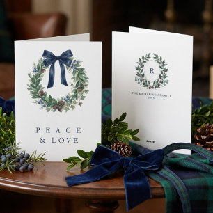 Elegante Oude Geld Krans en Wapen Kerstmis Feestdagen Kaart