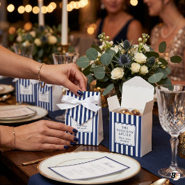 Elegante Oude Geld Navy Blauwe Gestreepte Landgoed Bedankdoosjes