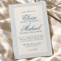 Elegante Oude Geld Script Blauwe Streep Bruiloft