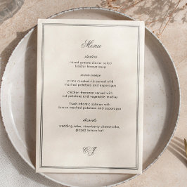 Elegante Oude Geld Zwarte en Witte Huwelijk Menu
