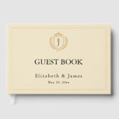 Elegante oude geldkist - Ivoor en gouden bruiloft Gastenboek (Voorkant)