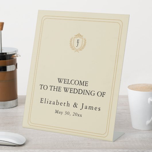 Elegante oude geldkist - Ivoor en gouden bruiloft Reclamebord Met Voetstuk (Insitu)