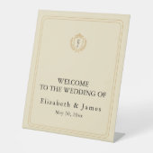 Elegante oude geldkist - Ivoor en gouden bruiloft Reclamebord Met Voetstuk (Voorkant)