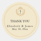 Elegante oude geldkist - Ivoor en gouden bruiloft Ronde Sticker (Voorkant)