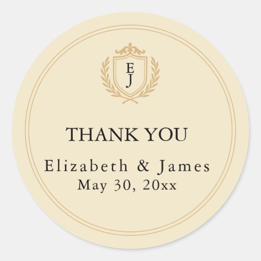 Elegante oude geldkist - Ivoor en gouden bruiloft Ronde Sticker (Voorkant)