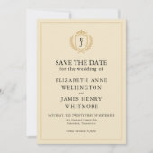 Elegante oude geldkist - Ivoor en gouden bruiloft Save The Date (Voorkant)