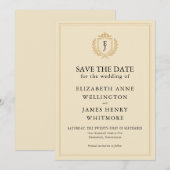 Elegante oude geldkist - Ivoor en gouden bruiloft Save The Date (Voorkant / Achterkant)