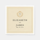 Elegante oude geldkist - Ivoor en gouden bruiloft Servet (Voorkant)