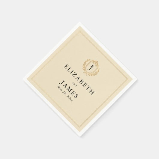 Elegante oude geldkist - Ivoor en gouden bruiloft Servet (Hoek)