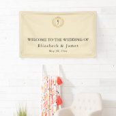 Elegante oude geldkist - Ivoor en gouden bruiloft Spandoek (Insitu)