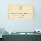 Elegante oude geldkist - Ivoor en gouden bruiloft Spandoek (Beurs)