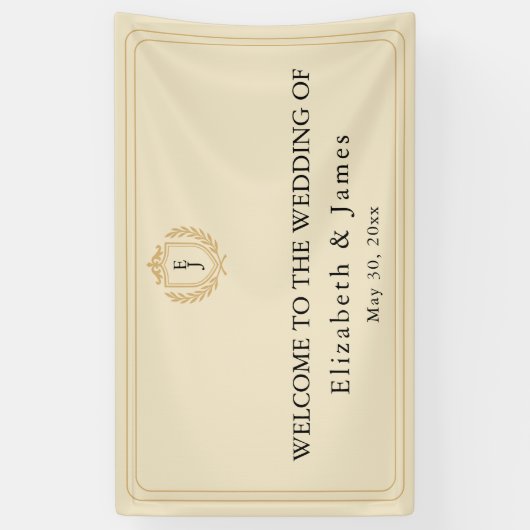 Elegante oude geldkist - Ivoor en gouden bruiloft Spandoek (Verticaal)