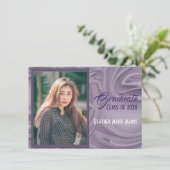 Elegante oude lavendel foto Afstuderen uitnodiging (Staand voorkant)