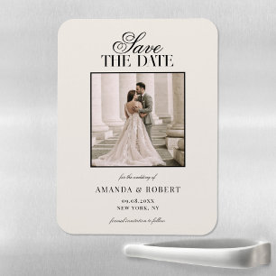 Elegante Oude Rijke Foto Bruiloft Save the Date Magneet