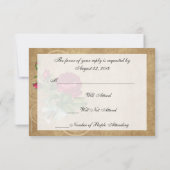 Elegante Oude Roos, Magenta/Bruin RSVP Kaartje (Achterkant)