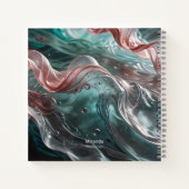 Elegante Oude Roze en Smaragdgroene Zijde Watertyp Notitieboek (Achterkant)