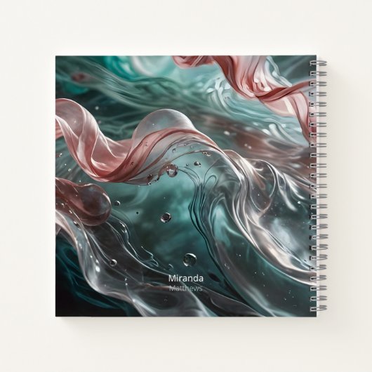 Elegante Oude Roze en Smaragdgroene Zijde Watertyp Notitieboek (Achterkant)