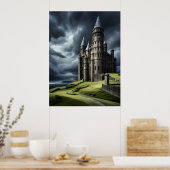 Elegante oude wolkenluchten mysterie kasteel AI Poster (Keuken)