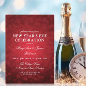 Elegante oudejaarsavond rode bokeh lichten kaart