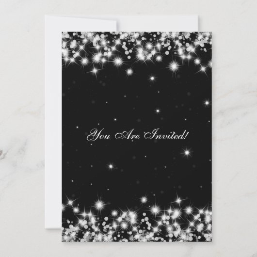 Elegante oudejaarsavond Winter Sparkle Black Kaart (Achterkant)
