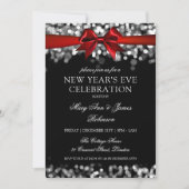 Elegante oudejaarsavond zilveren glinsterende lich kaart (Voorkant)