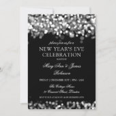 Elegante oudejaarsavond zilveren glinsterende lich kaart (Voorkant)