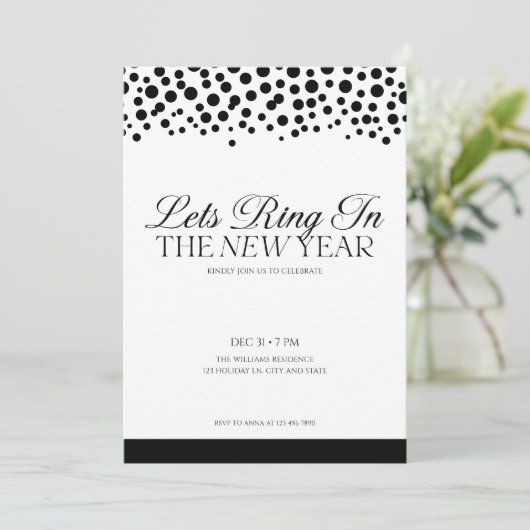 Elegante oudejaarsuitnodiging feestdagenkaart (Staand voorkant)